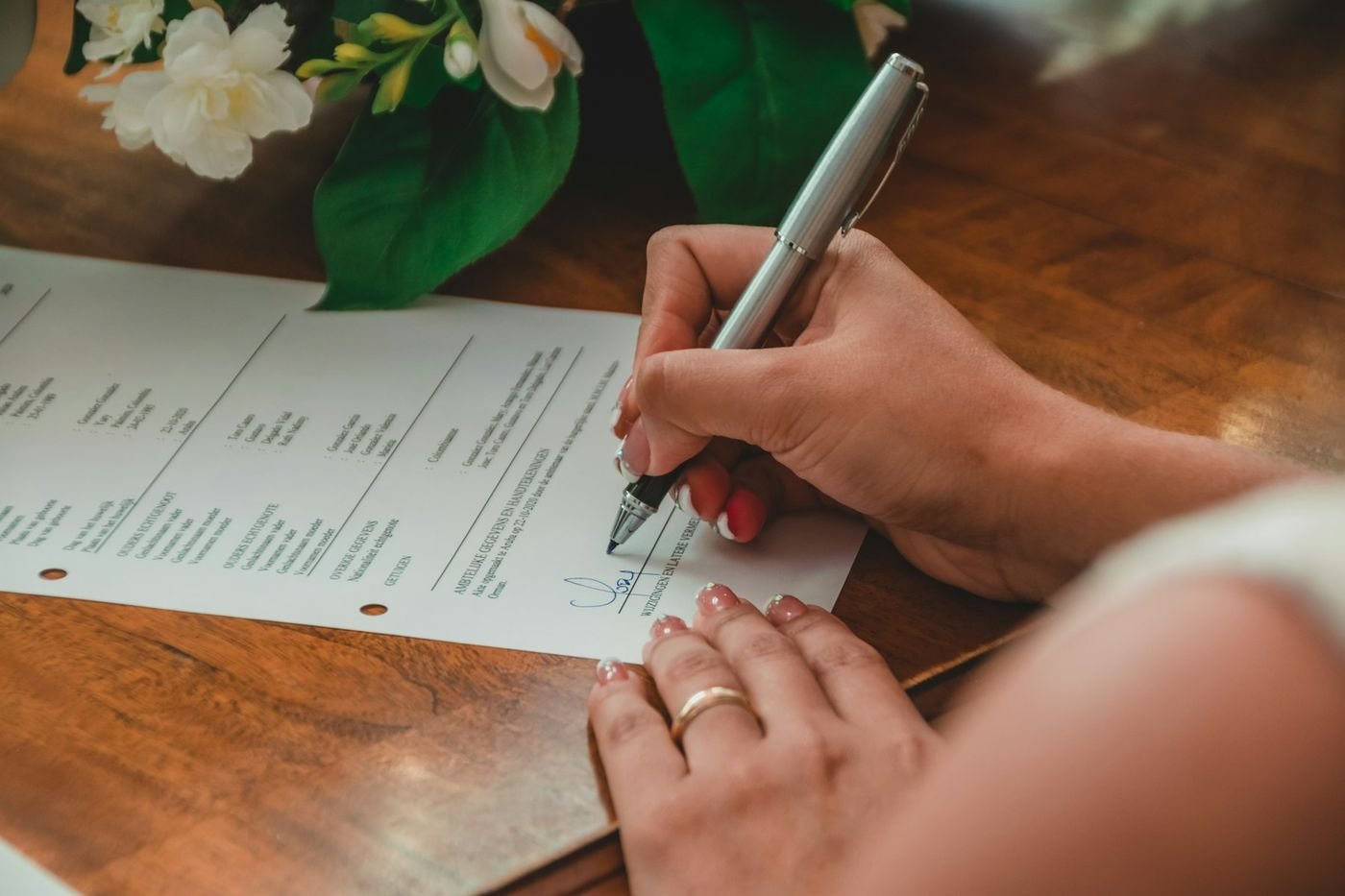 Warranty documentation being reviewed with a customer